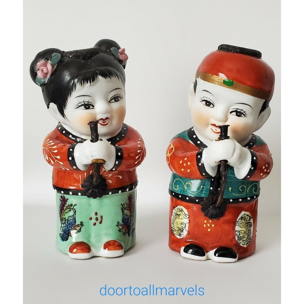 Vintage Chinese JINTONG & YUNU (Golden Boy & Jade Girl) Satsuma Rare‎ Vessels
